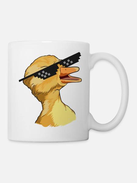Quakende Meme-Ente mit Sonnenbrille - Tasse - Weiß