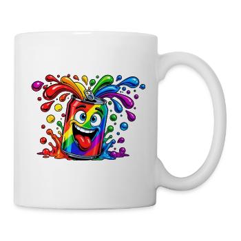 Regenbogen Dose Spaß - Tasse - Weiß - Rechts