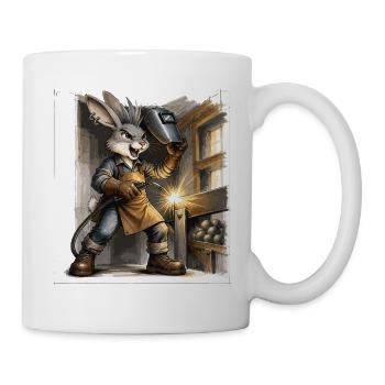 Bunny Punk Schweißer im Werkschuppen - Tasse - Weiß - Rechts