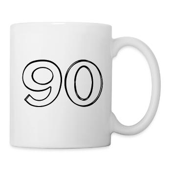 Zahl 90 handgezeichnet - Tasse - Weiß - Rechts