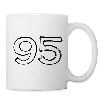 Zahl 95 handgezeichnet - Tasse - Weiß - Rechts