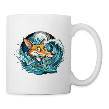 Ein Fuchs, König der Surf-Welle - Tasse - Weiß - Rechts