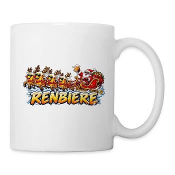 Weihnachtsbier-Schlitten mit Santa - Tasse - Weiß - Rechts