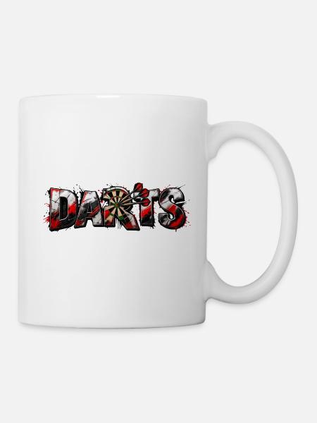 Darts Metallkunst Bullseye - Tasse - Weiß