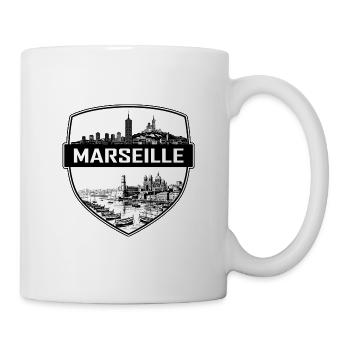 Marseille Frankreich Schildwappen Vieux-Port Geschenk - Tasse - Weiß - Rechts