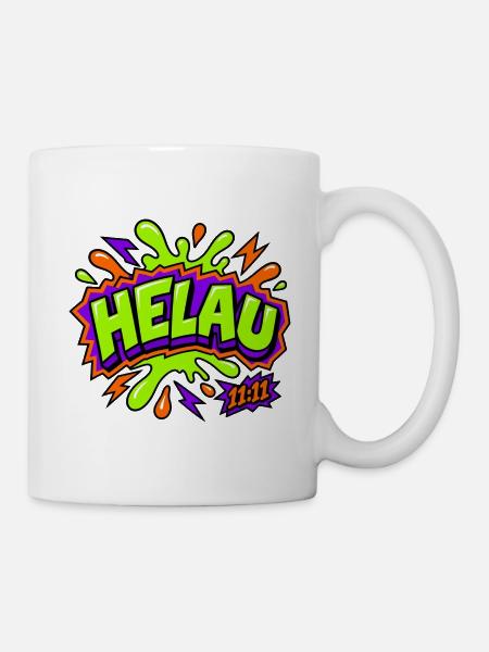Helau 11:11 Karneval Retro T-Shirt - Tasse - Weiß