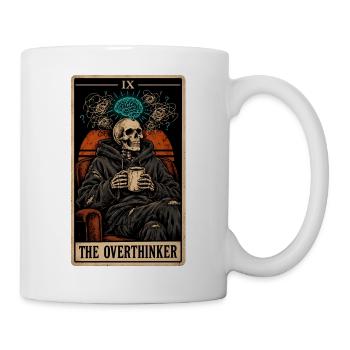 The Overthinker Tarotkarte lustiges Skelett Retro - Tasse - Weiß - Rechts