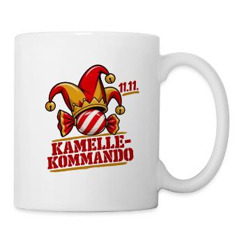 Kamelle-Kommando Karneval-T-Shirt - Tasse - Weiß - Rechts