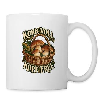 Korb voll Kopf frei Pilze - Tasse - Weiß - Rechts