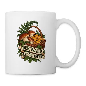 Pfifferlinge Maronen - Der Wald liefert Pilzfreude - Tasse - Weiß - Rechts