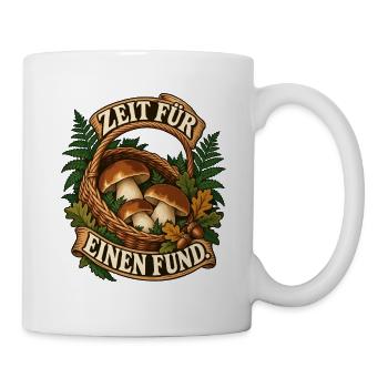 Zeit für einen Pilzfund im Waldkorb - Tasse - Weiß - Rechts