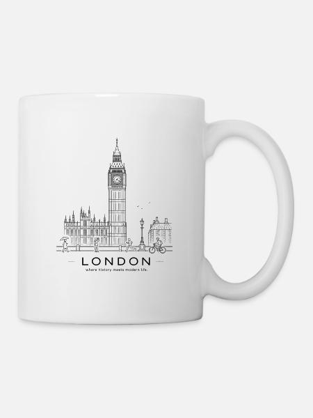 Big Ben Line Kunst - Tasse - Weiß