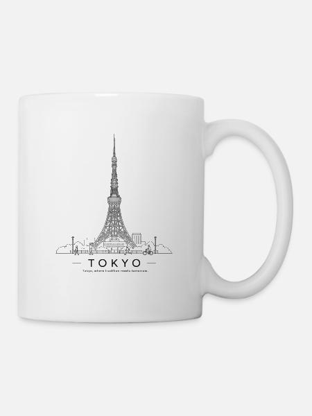 Tokyo Tower Line Art - Tasse - Weiß