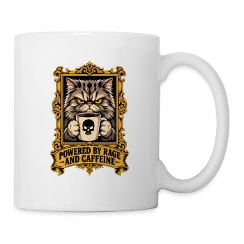 Angetrieben von Wut und Koffein Lustiges wütendes Katzen-Meme - Tasse - Weiß - Rechts