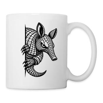 Gürteltier – Halbes Schwarz Weiß Porträt - Tasse - Weiß - Rechts