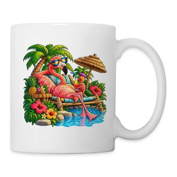 Flamingo im Tropenparadies – Sommer Relax - Tasse - Weiß - Rechts