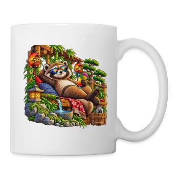 Tanuki im Zen Garten – Entspannung und Urlaub - Tasse - Weiß - Rechts