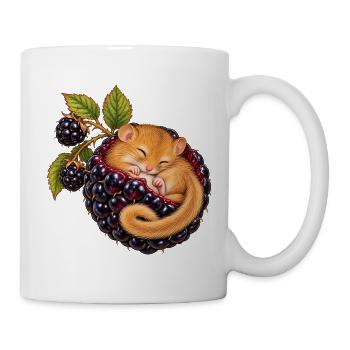 Schlafmaus schläft in einer Brombeere - Tasse - Weiß - Rechts