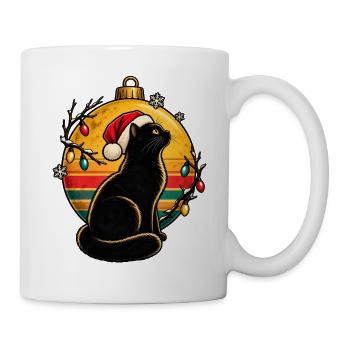 Schwarzer Kater im Weihnachtszauber - Tasse - Weiß - Rechts