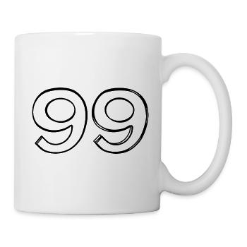 Zahl 99 handgezeichnet - Tasse - Weiß - Rechts