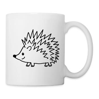 Handgezeichneter Igel – Niedlicher Doodle-Stil - Tasse - Weiß - Rechts