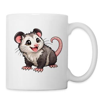 Kawaii Opossum – Süßer Beutelratten-Charme - Tasse - Weiß - Rechts