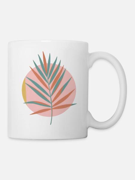 Boho-Tropenpalmenblatt-Ästhetik - Tasse - Weiß