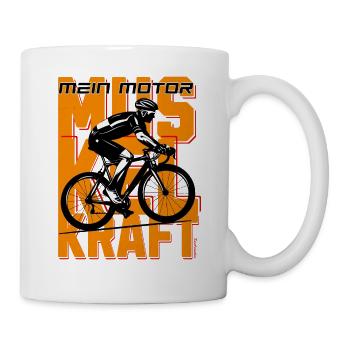 Mein Motor Muskelkraft - Rennrad Motiv - Tasse - Weiß - Rechts