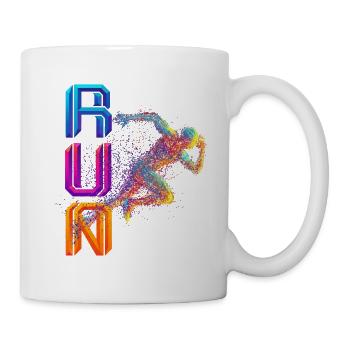 RUN - buntes Läufer Motiv - Tasse - Weiß - Rechts