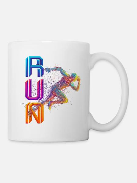 RUN - buntes Läufer Motiv - Tasse - Weiß