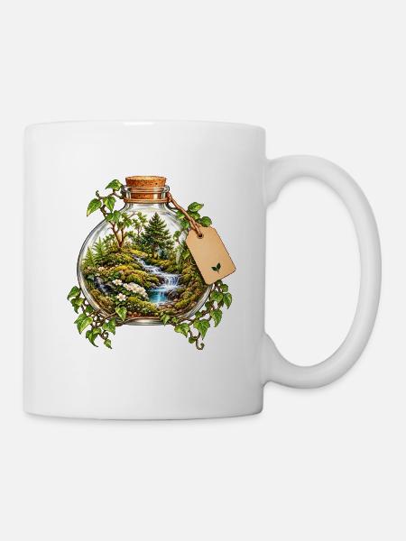 Waldlandschaft im Flaschenarrangement - Tasse - Weiß