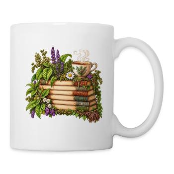 Bücherwald aus Kräutern und Tee - Tasse - Weiß - Rechts