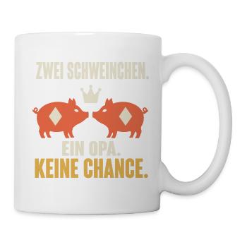  Zwei Schweinchen ein Opa keine Chance – Doko - Tasse - Weiß - Rechts