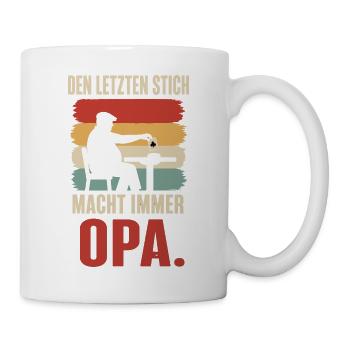 Den letzten Stich macht immer Opa – Skat Doko - Tasse - Weiß - Rechts
