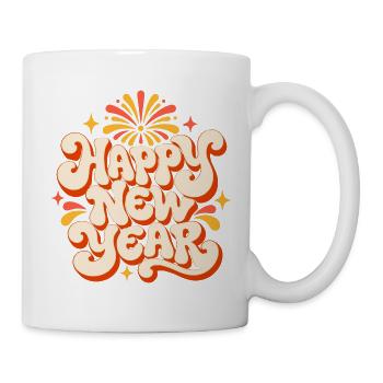 Happy New Year Silvester Outfit Retro 70er Disco - Tasse - Weiß - Rechts