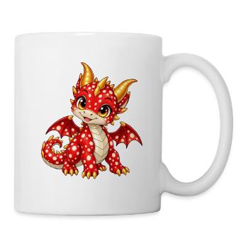 Süßer Fliegenpilzdrache – Fantasy Drachenbaby - Tasse - Weiß - Rechts
