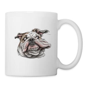 Unzerzauster Englischer Bulldogge – Lustiger Hund - Tasse - Weiß - Rechts