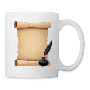 Leere Verfassungsrolle mit Federkiel - Tasse - Weiß - Rechts