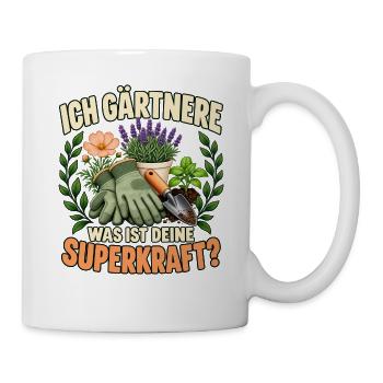 Hobbygärtnerin Geschenkidee Superkraft Gärtnern - Tasse - Weiß - Rechts