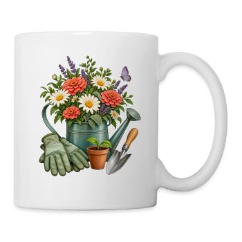 Floristin Geschenkidee Zinkgießkanne Gartenliebe - Tasse - Weiß - Rechts
