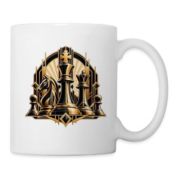 Schachmotiv Art Deco - Edles Schach Design - Tasse - Weiß - Rechts