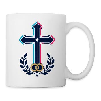 Neon Kreuz mit Lorbeerring - Tasse - Weiß - Rechts