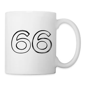 Zahl 66 handgezeichnet - Tasse - Weiß - Rechts