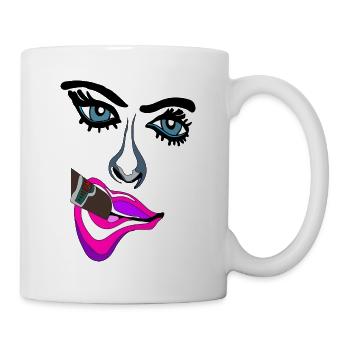 Neon Lippen Pop-Art Kuss - Tasse - Weiß - Rechts