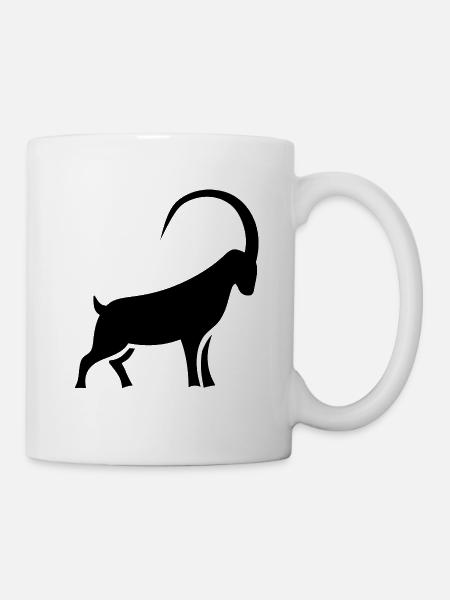 Steinbock -Silhouette mit kräftigen Linien - Tasse - Weiß