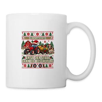 Landwirtschaft - Erst der Stall, dann Bescherung - Tasse - Weiß - Rechts