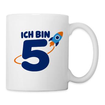 5. Geburtstag Rakete - Ich bin fünf - Tasse - Weiß - Rechts