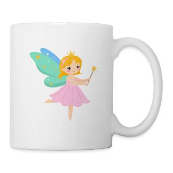 Kleine Comic Fee Flügel Rosa Zauberstab T-Shirt - Tasse - Weiß - Rechts
