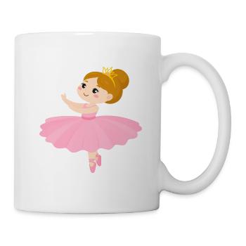 Kleine Comic Ballerina Rosa Tutu Tanzen T-Shirt - Tasse - Weiß - Rechts