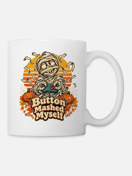 Halloween-Mumie Button Mashed Myself Gamer - Tasse - Weiß